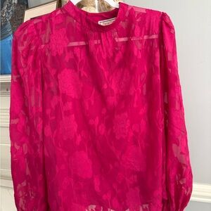 Vibrant Pink Floral Lace Fabric top size small 
New worn